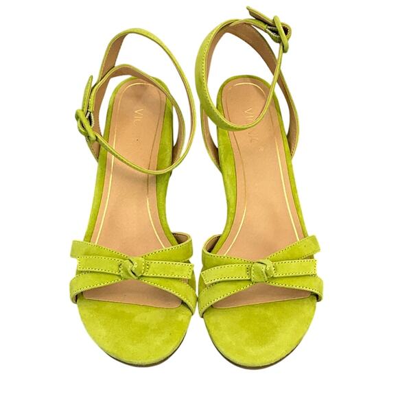 Vionic Rosabel Lime Green Suede Ankle Cross Strap Platform Heel Sandal Women 8M - Picture 6 of 10